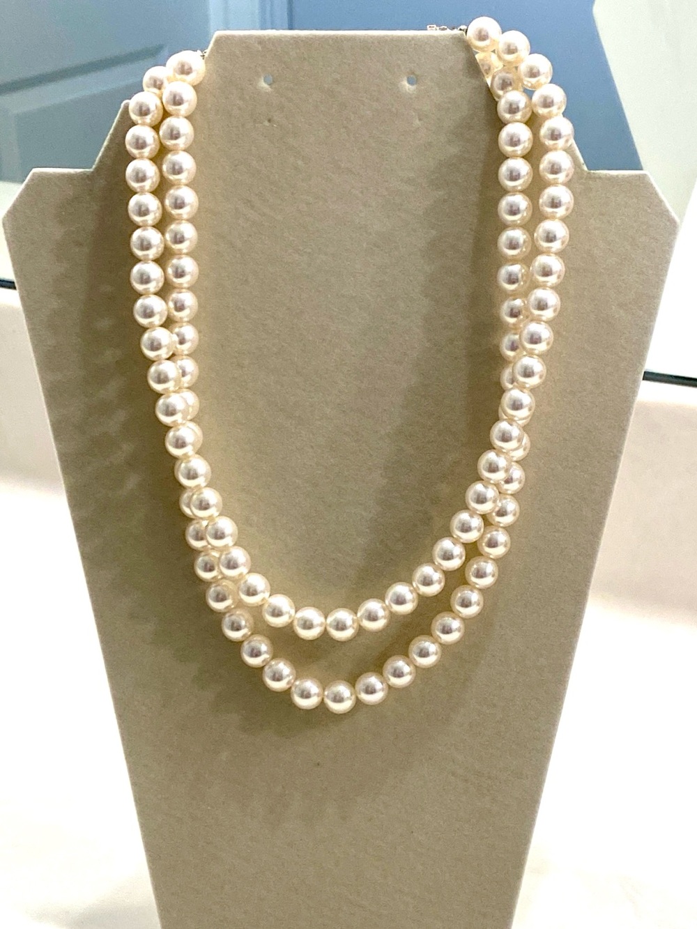 Vintage Signed RMN Double Strand Pearl Necklace in Ivory